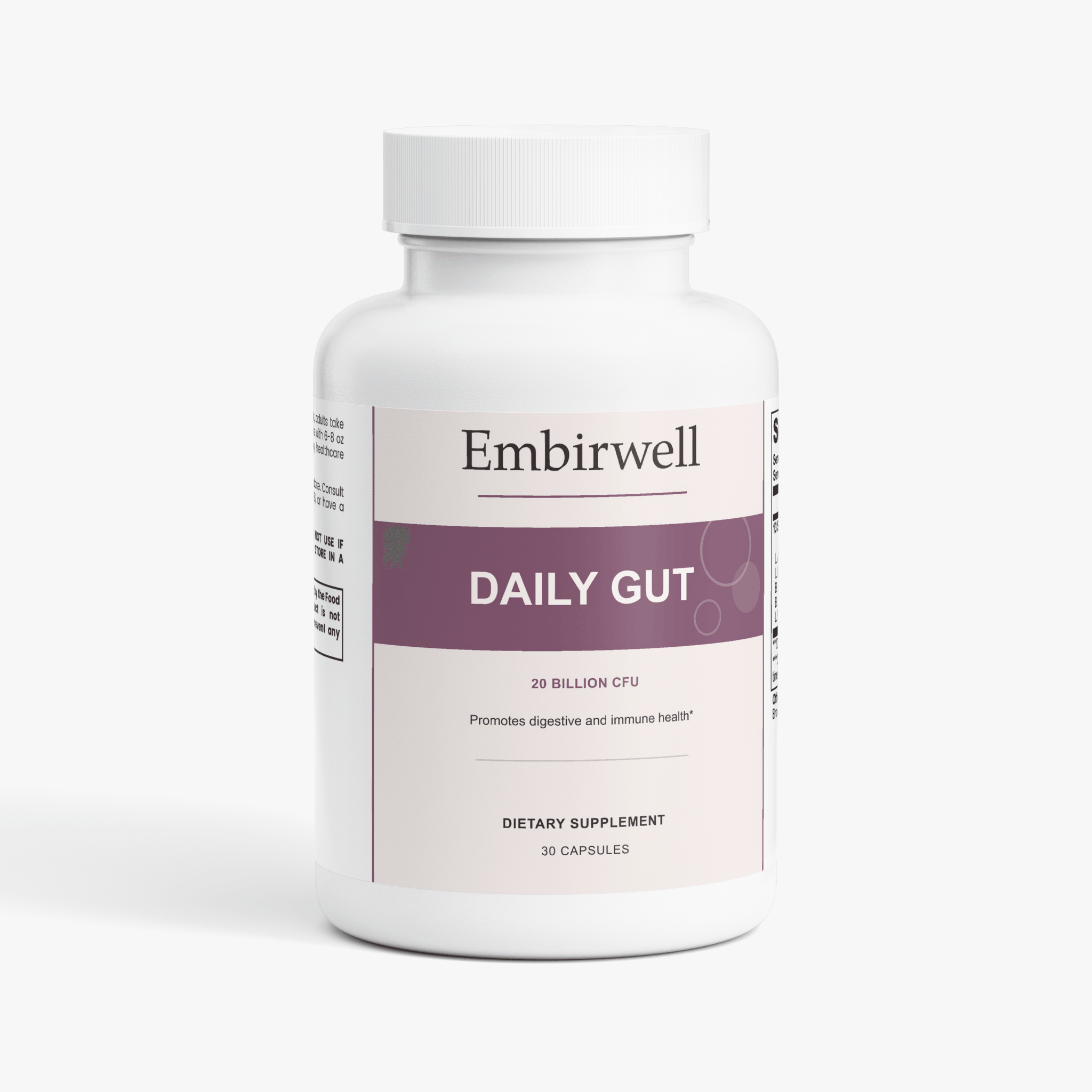 Embirwell Daily Gut bottle shown from the front